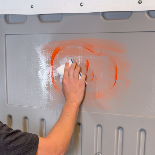 Wipe off Graffiti With Art Blaster Sponge or a dry cloth 5 gallons of water in tank